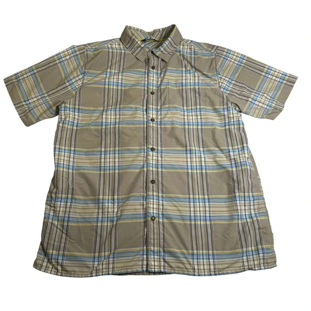The North Face Button Up Shirt Mens L Pacific Coast Plaid Short Sleeve Hiking